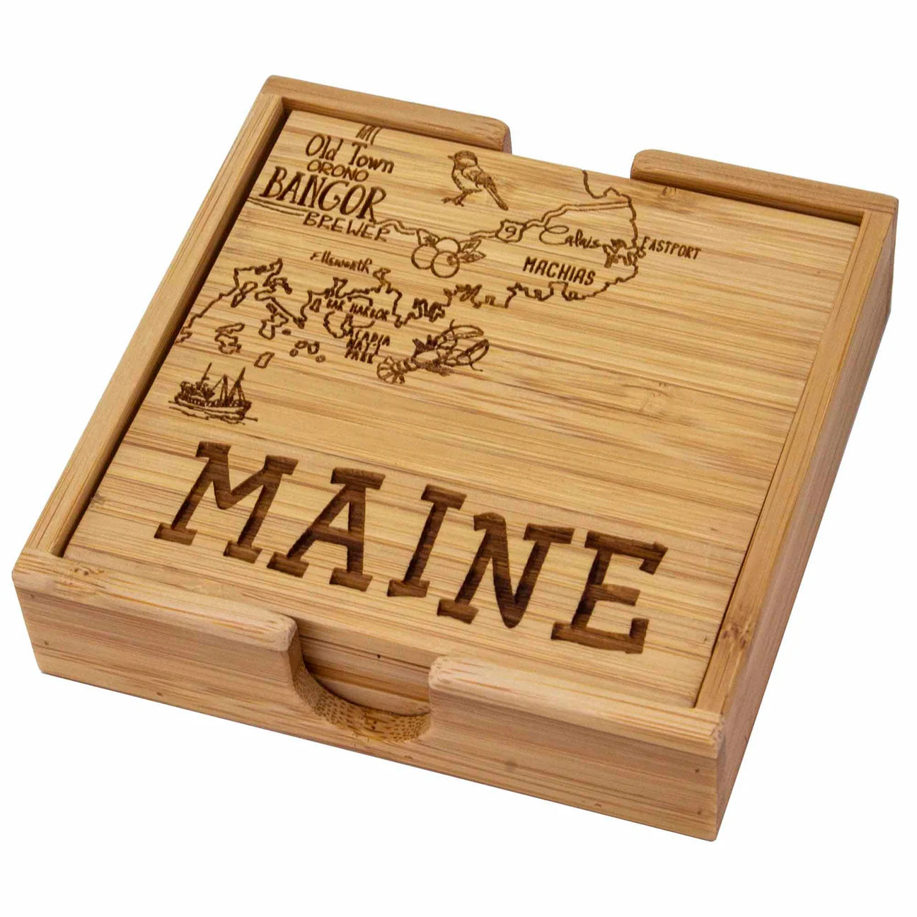 4-Piece Maine Puzzle Coaster Set with Case