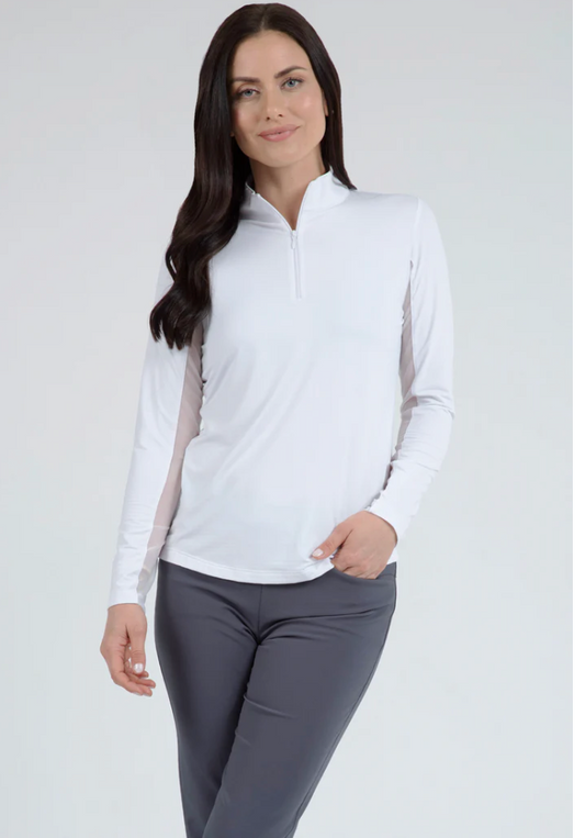 Solid Long Sleeve Mock Neck Top - White