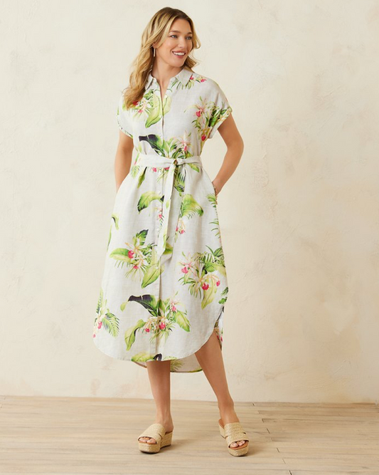 Costalina La Brisa Blooms Linen Shirt Dress