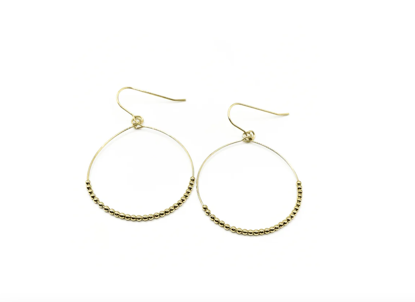 Gold-Filled Simple Beaded Hoop Danglers - Waterproof