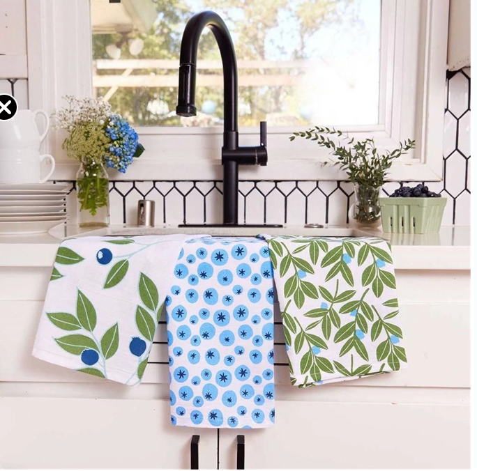 BLUEBERRY MEDLEY COTTON KITCHEN TOWELS (SET OF 3)