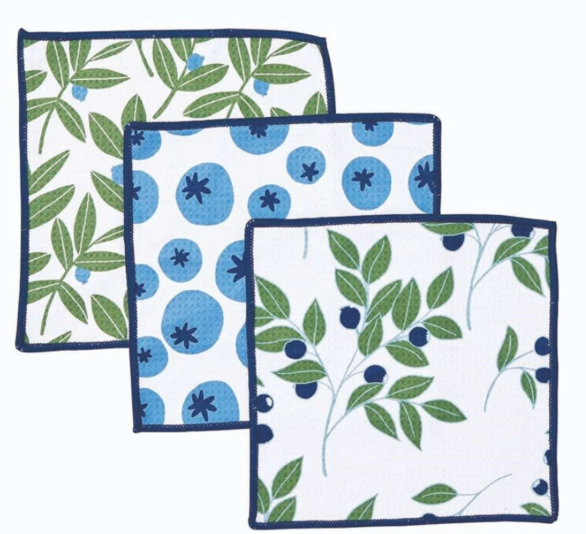 BLUEBERRY MEDLEY BLU DISH CLOTH SET OF 3