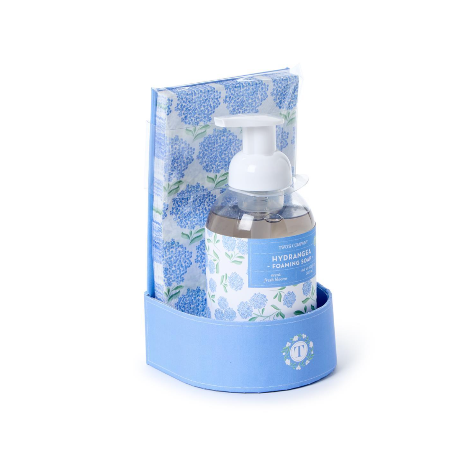 HYDRANGEA FOAMING SOAP W/20PC GUEST TOWEL