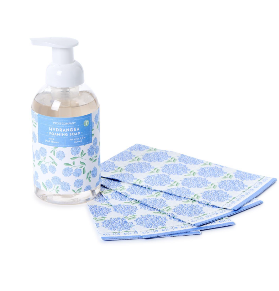 HYDRANGEA FOAMING SOAP W/20PC GUEST TOWEL