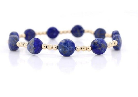 Admire gold 3mm bead bracelet - lapis