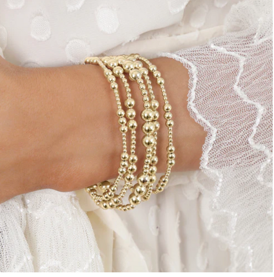 classic joy pattern bead bracelet - gold