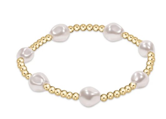 Admire Gold 3mm Bead Bracelet-Pearl