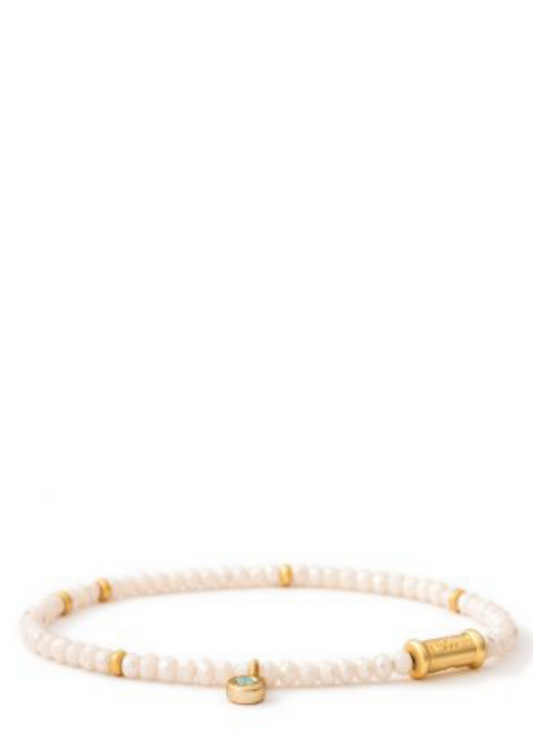 3MM Stretch Bracelet - Gold/Cream
