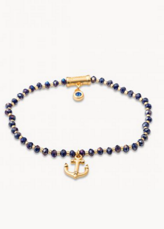 Twinkle Stretch Bracelet - Blue/Anchor