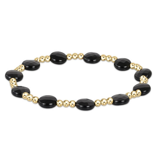 Admire Gold 3mm Bead Bracelet - Faceted Onyx