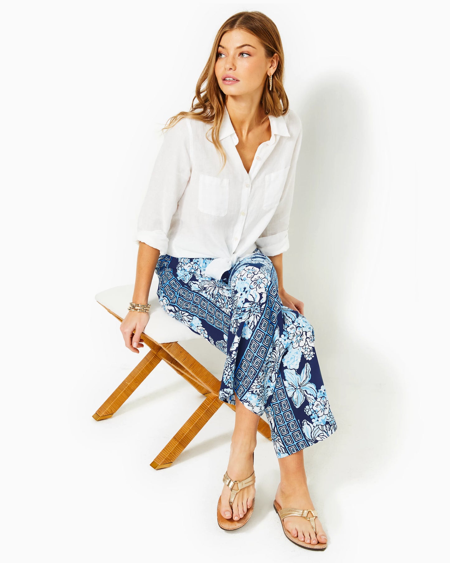 Sea View Linen Button Down Top - Resort White