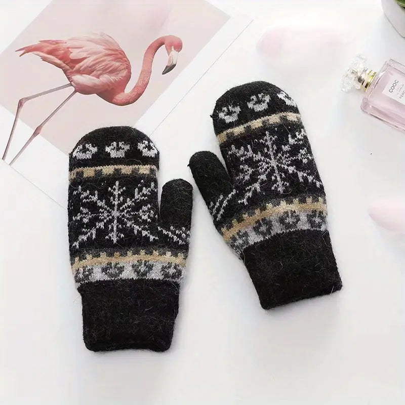 Winter Warm Fleece Lined Knit Mittens