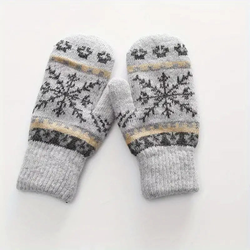 Winter Warm Fleece Lined Knit Mittens