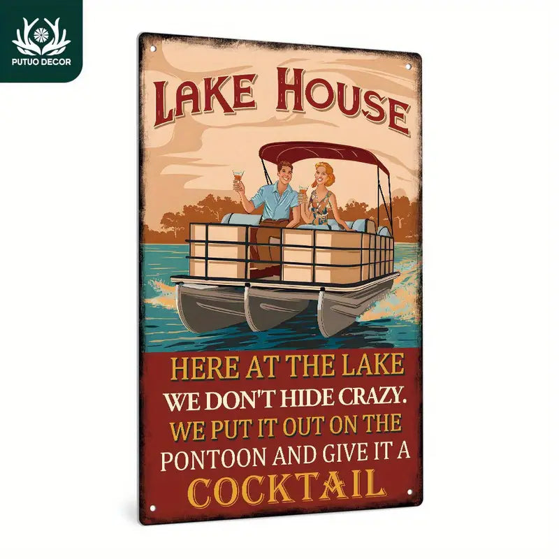 Vintage Pontoon Lake Sign