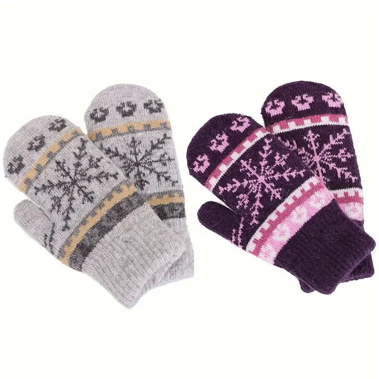 Winter Warm Fleece Lined Knit Mittens