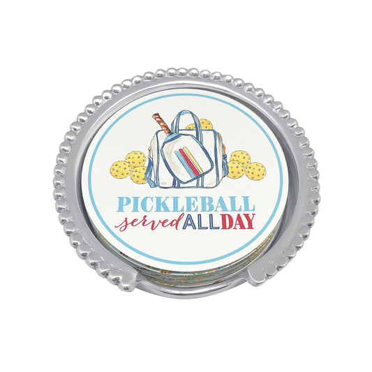 Pickleball Served All Day Beaded Coaster Set