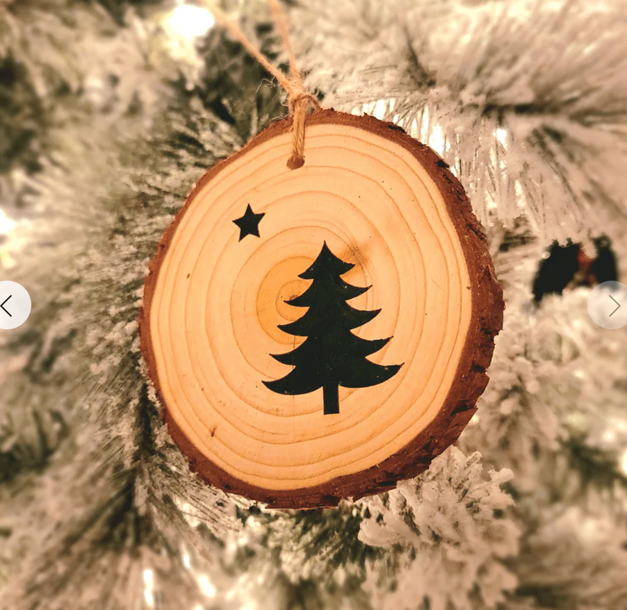 1901 Maine Flag Wood Slice Ornament