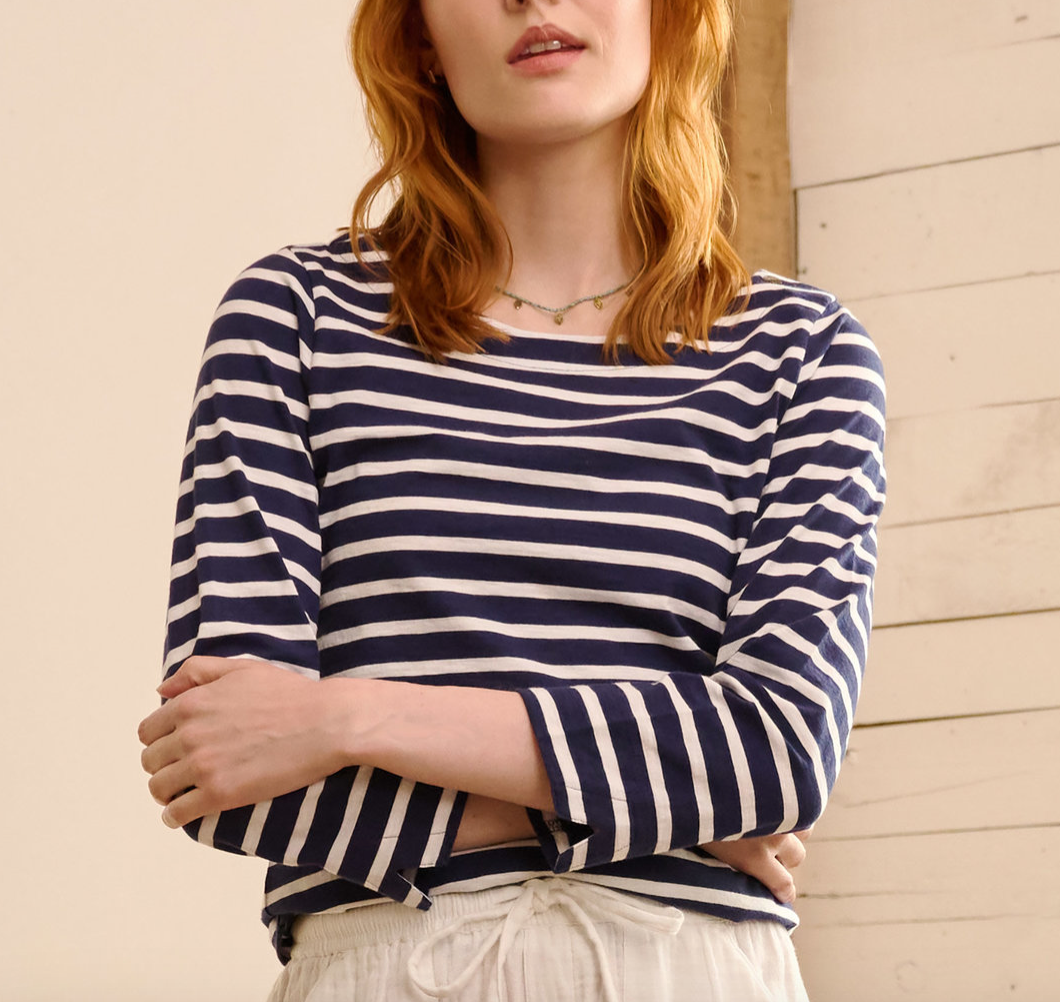 Button Breton - Navy Blue Stripes