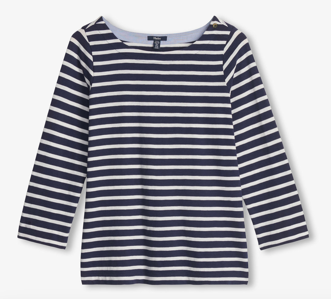 Button Breton - Navy Blue Stripes