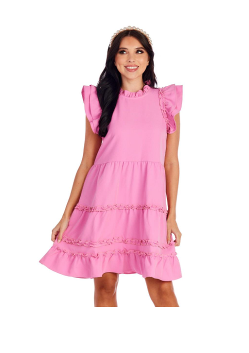 Pope Ruffle Dress-Pink