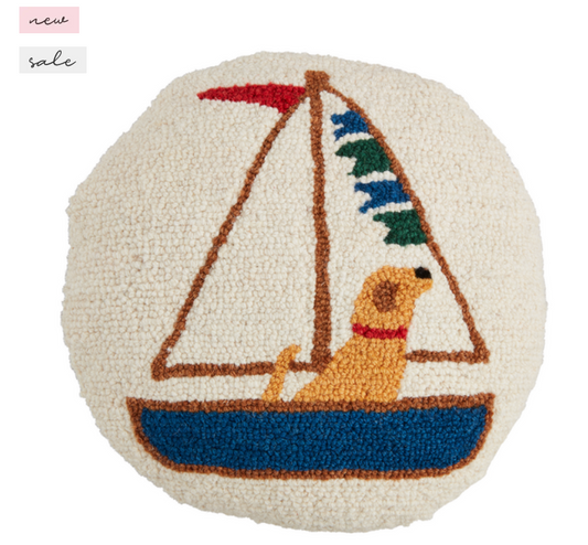 SAILBOAT HOOK WOOL PILLOW