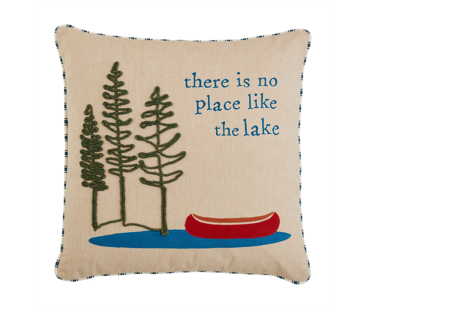 THERE IS NO PLACE LIKE THE LAKE APPLIQUE  PILLOW