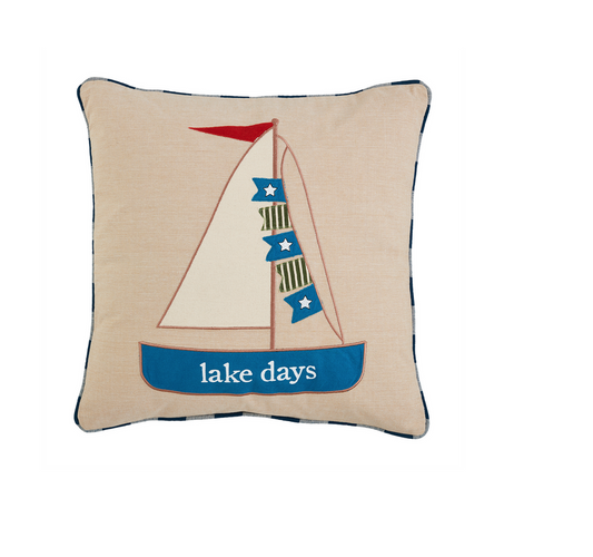 LAKE DAYS APPLIQUE PILLOW