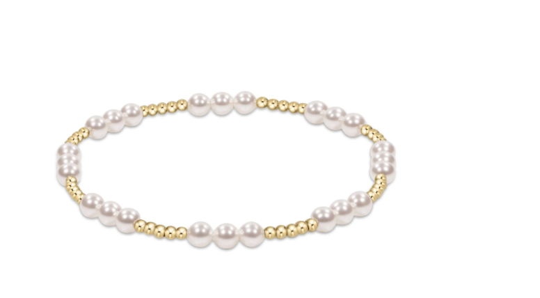 classic joy pattern 4mm bead bracelet - Pearl