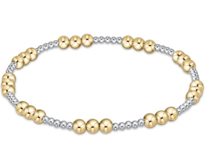 classic joy pattern 5mm bead bracelet - mixed metal