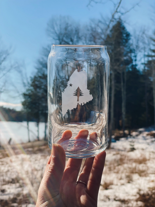 Maine Etched Beer Can Glasses