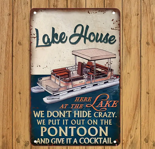 Vintage Pontoon Lake Sign