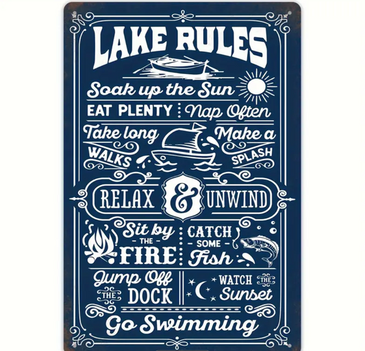 Lake Rules Metal Sign