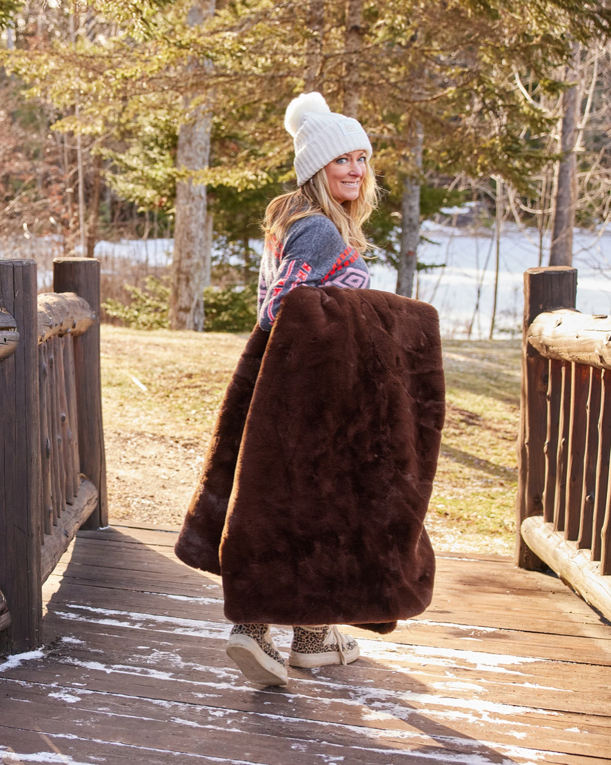 Chocolate Brown Faux Fur Original Blanket