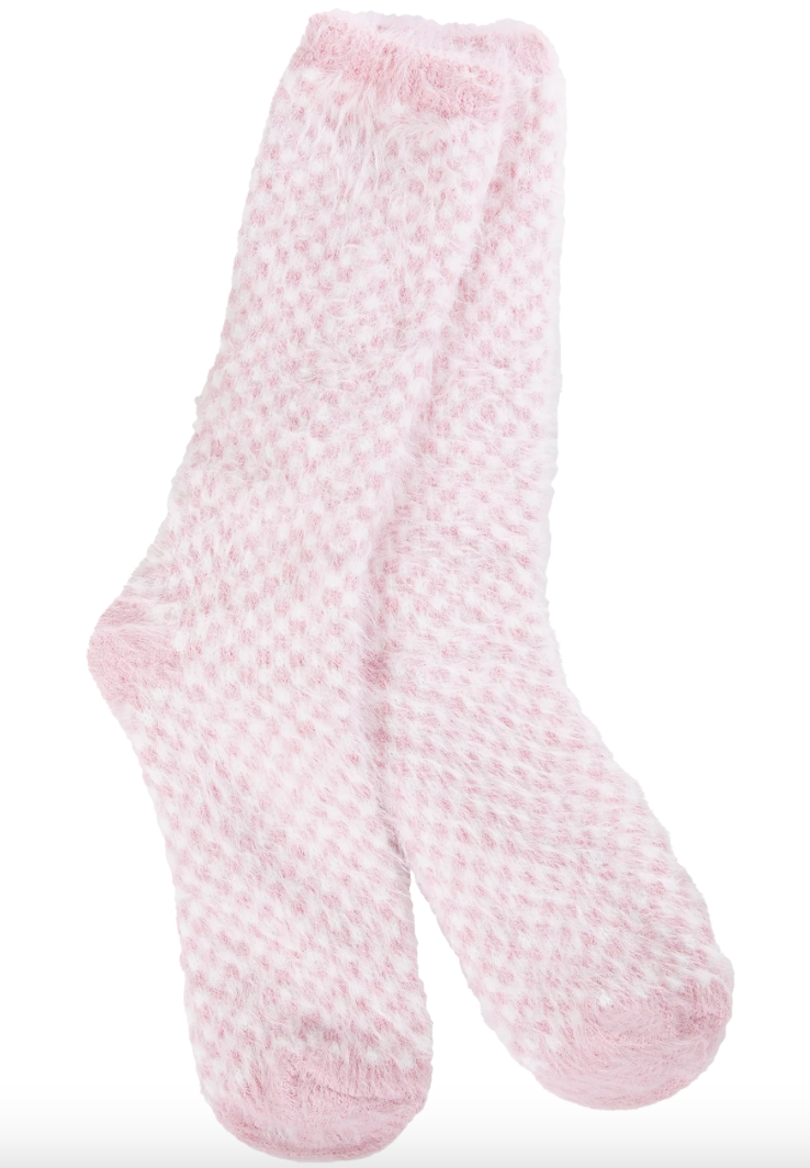 Fuzzy Socks - Candy Pink Check