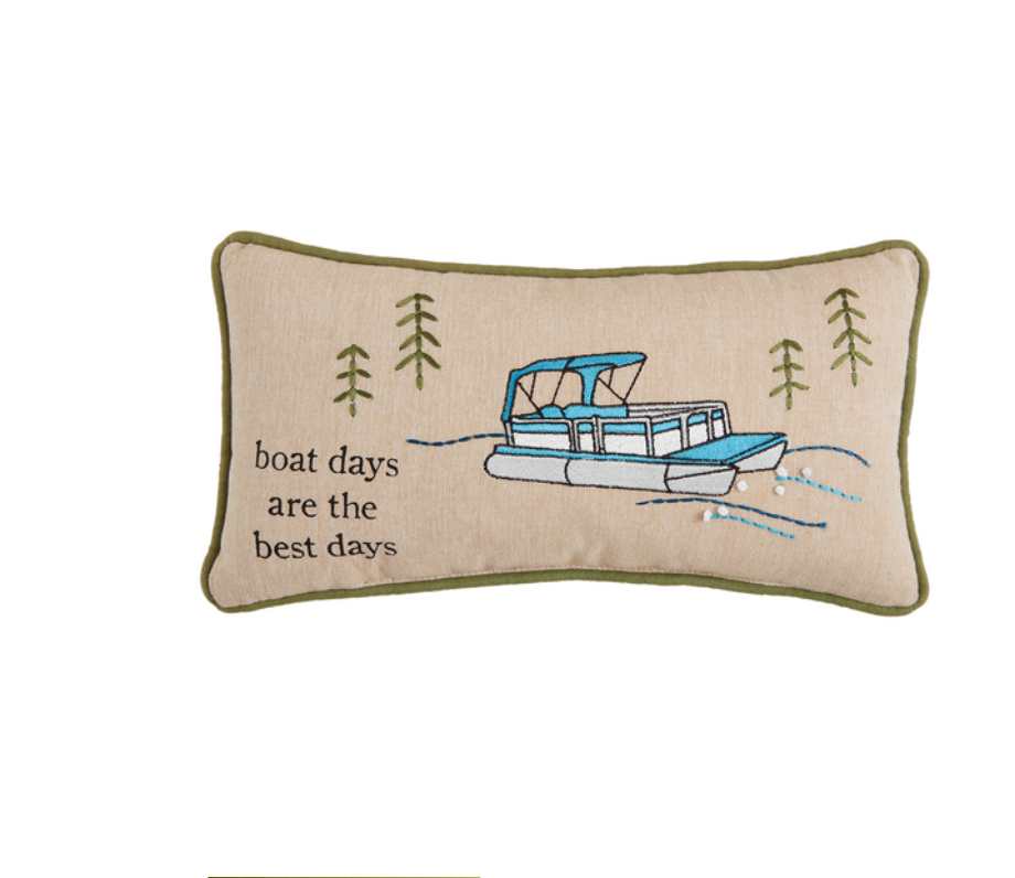 Boat Days Mini Embroidered Pillow