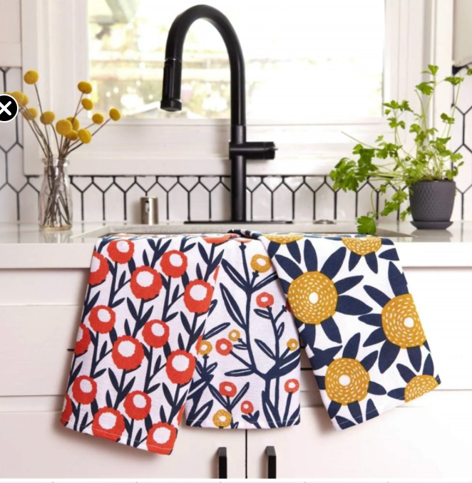 FIELD OF FLOWERS COTTON KITCHEN TOWELS (SET OF 3)