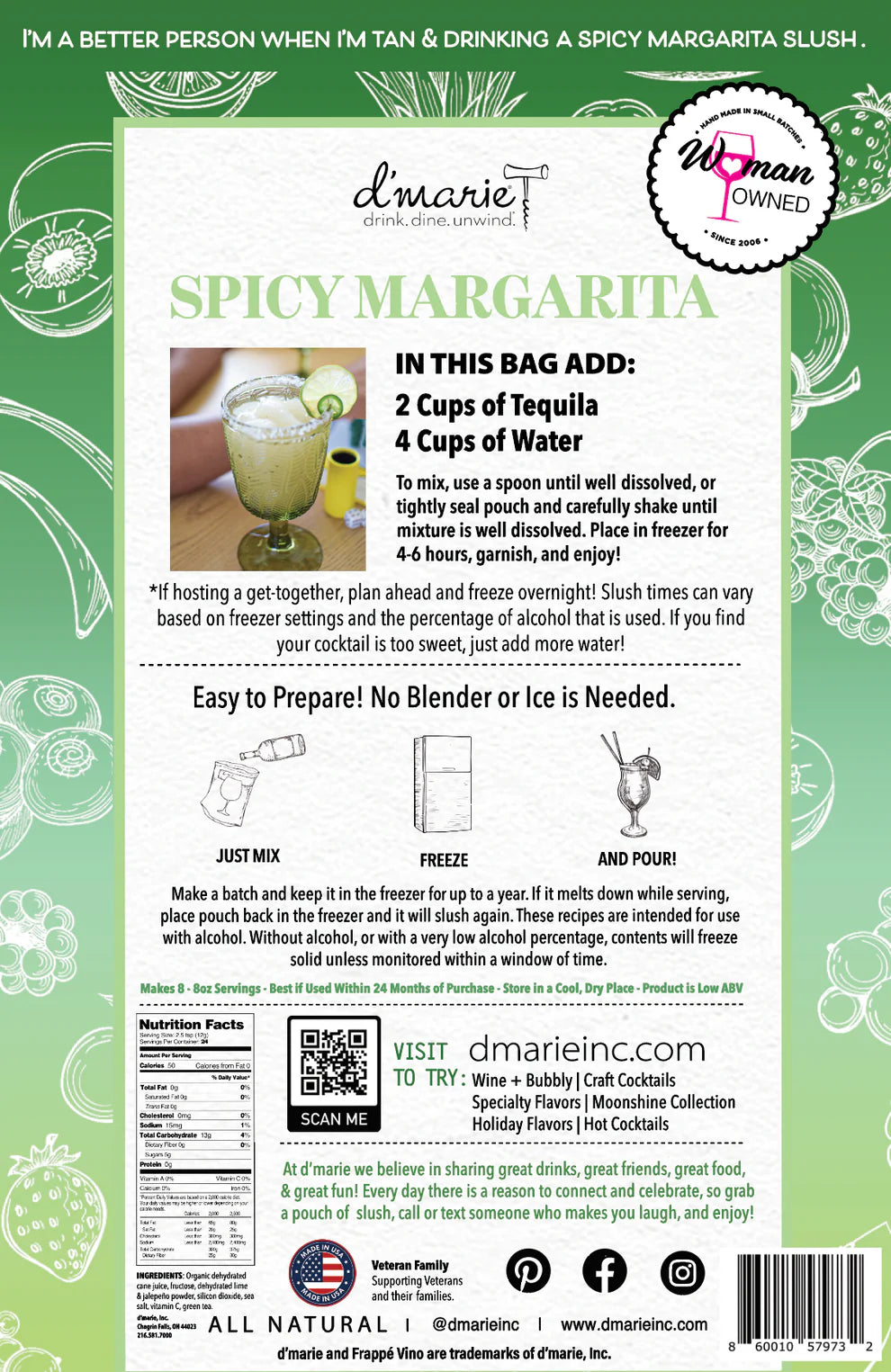 Spicy Margarita Craft Cocktail Slush Mix