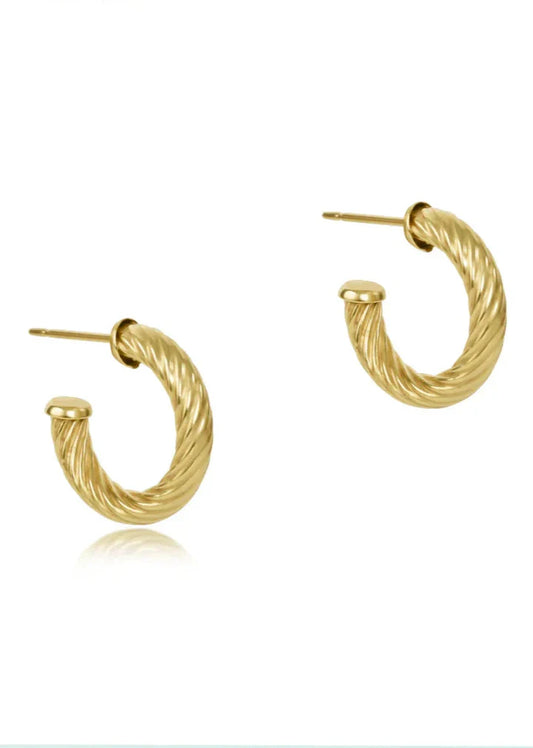 round gold 0.5" post hoop - 4mm - textured twist