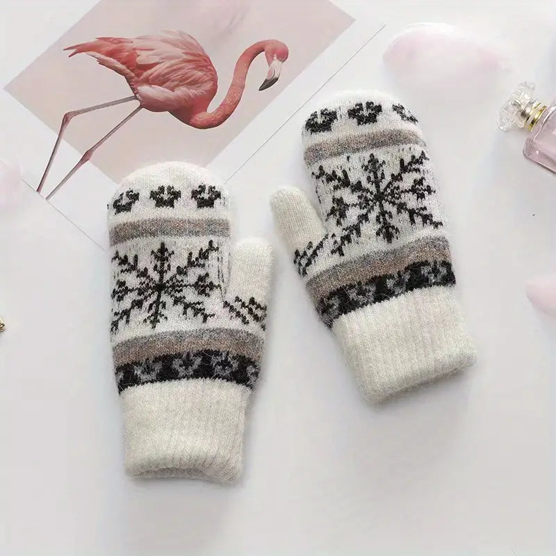 Winter Warm Fleece Lined Knit Mittens