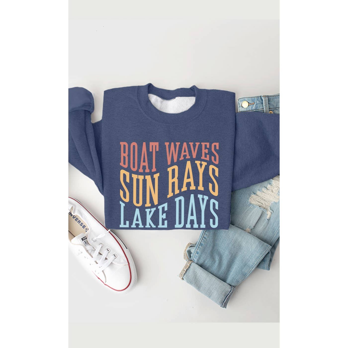 Boat Waves Sun Rays and Lake Days Fleece Sweatshirt