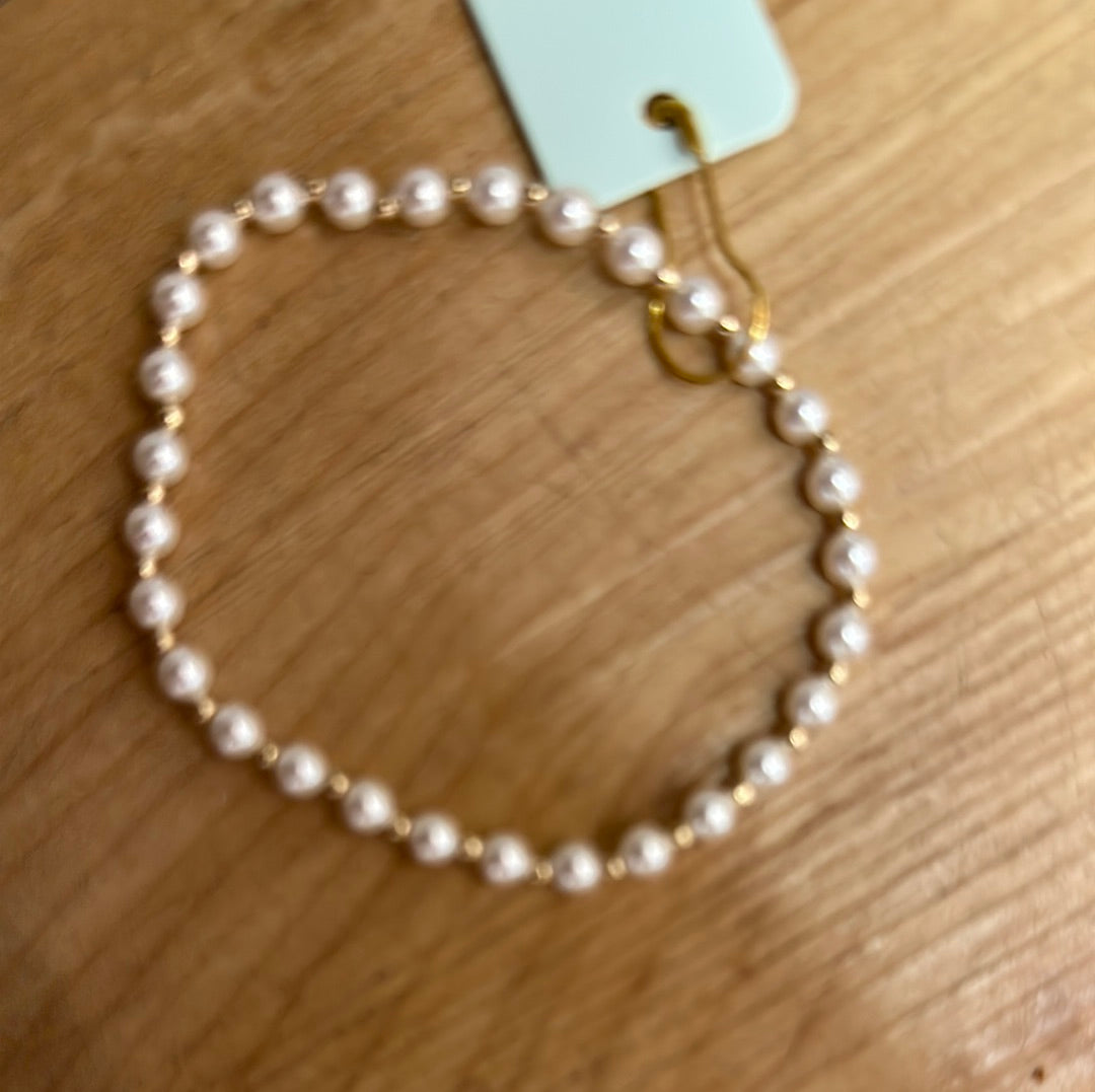 Classic Grateful Pattern 4mm Bead Bracelet - Pearl