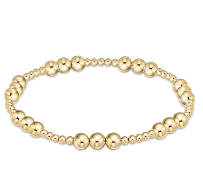 classic joy pattern bead bracelet - gold