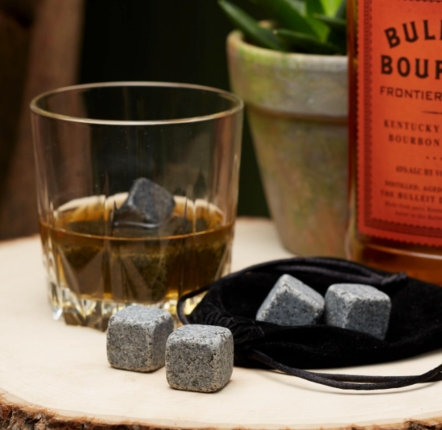 Set of 9 Whiskey Stones with Storage Pouch in Gift Box - Marble/Velvet Pouch