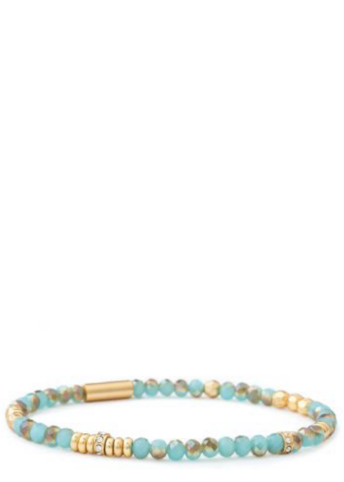 4MM Stretch Bracelet - Gold/Sea Foam