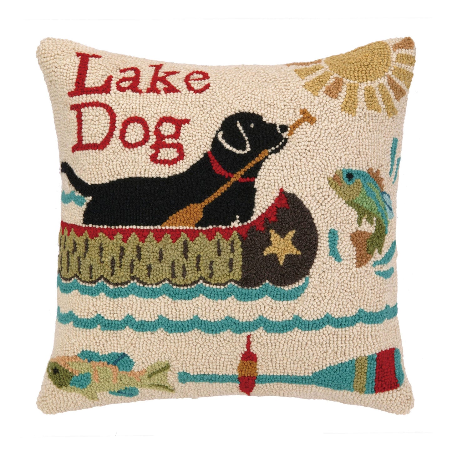 Lake Dog Hook Pillow